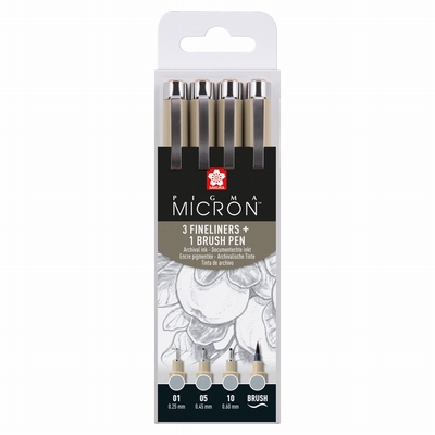 Sakura Pigma Micron Set 4 st. licht koelgrijs