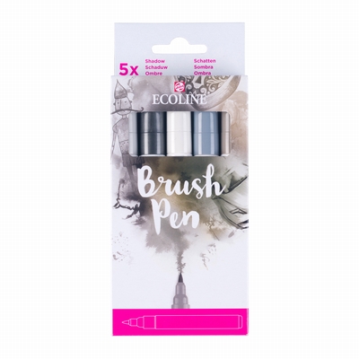 Talens Ecoline Brushpen set Schaduw 5 colours