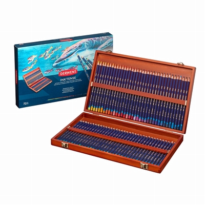 Derwent Aquarelpotloden 72 stuks set Derwent Inktense houten kist