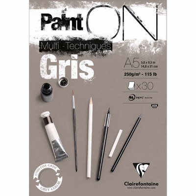 Clairefontaine Paint On gris A5 250grs. 30vel