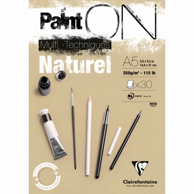 Clairefontaine Paint On naturel A5 250grs. 30vel