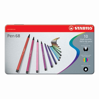 Stabilo Stabilo pen 68 metalen etui 10 stuks ass.