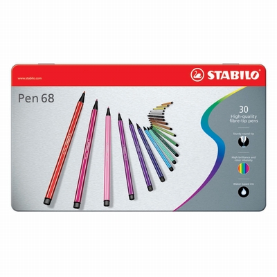 Stabilo Stabilo pen 68 metalen etui 30 stuks ass.