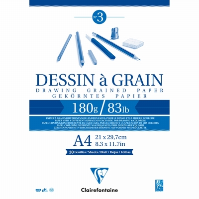 Clairefontaine Dessin a grain tekenblok A4 180grs. 30 vel Clairefontaine