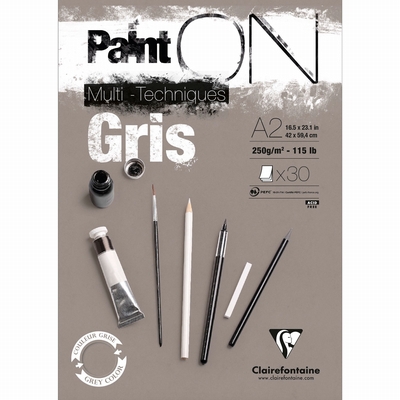 Clairefontaine Paint On gris A2 250grs. 30vel