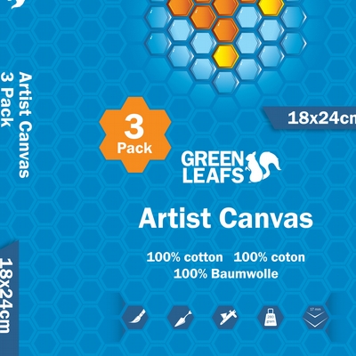 Green Leafs Green Leafs Artist Canvas 3-pack 18/24