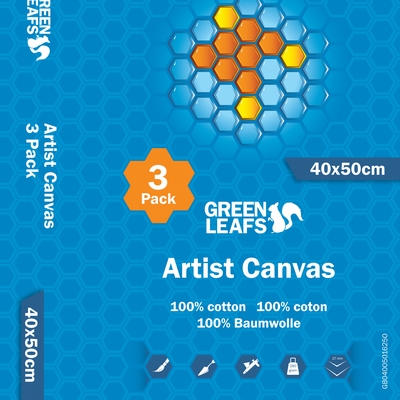Green Leafs Green Leafs Artist Canvas 3-pack 40/50