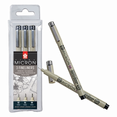 Sakura Pigma micron etui 3st. zwart
