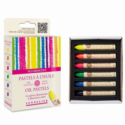 Merkloos Sennelier oliepastel set fluorescerend 6st.