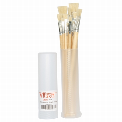 Vincent Acrylkwasten varkenshaar 12 stuks set in koker